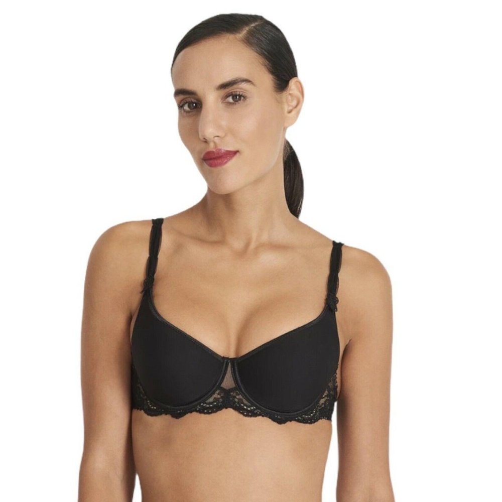 Aubade Paris A Lamour Spacer t-shirt Bra 40B Black Noir French Lace